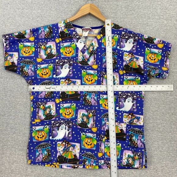 Jasco Uniforms Scrub Top Womens Small Blue Halloween Nurse Vet Medical Uniform - Picture 6 of 9